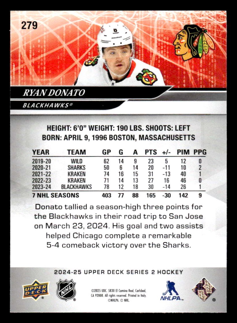 2024-25 Upper Deck #279 Ryan Donato