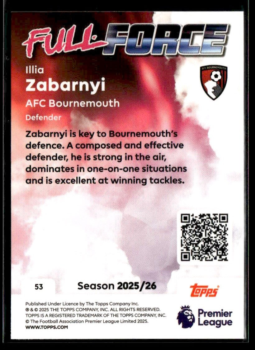 2025-26 Topps Premier League #53 Illia Zabarnyi Rainbow Foil