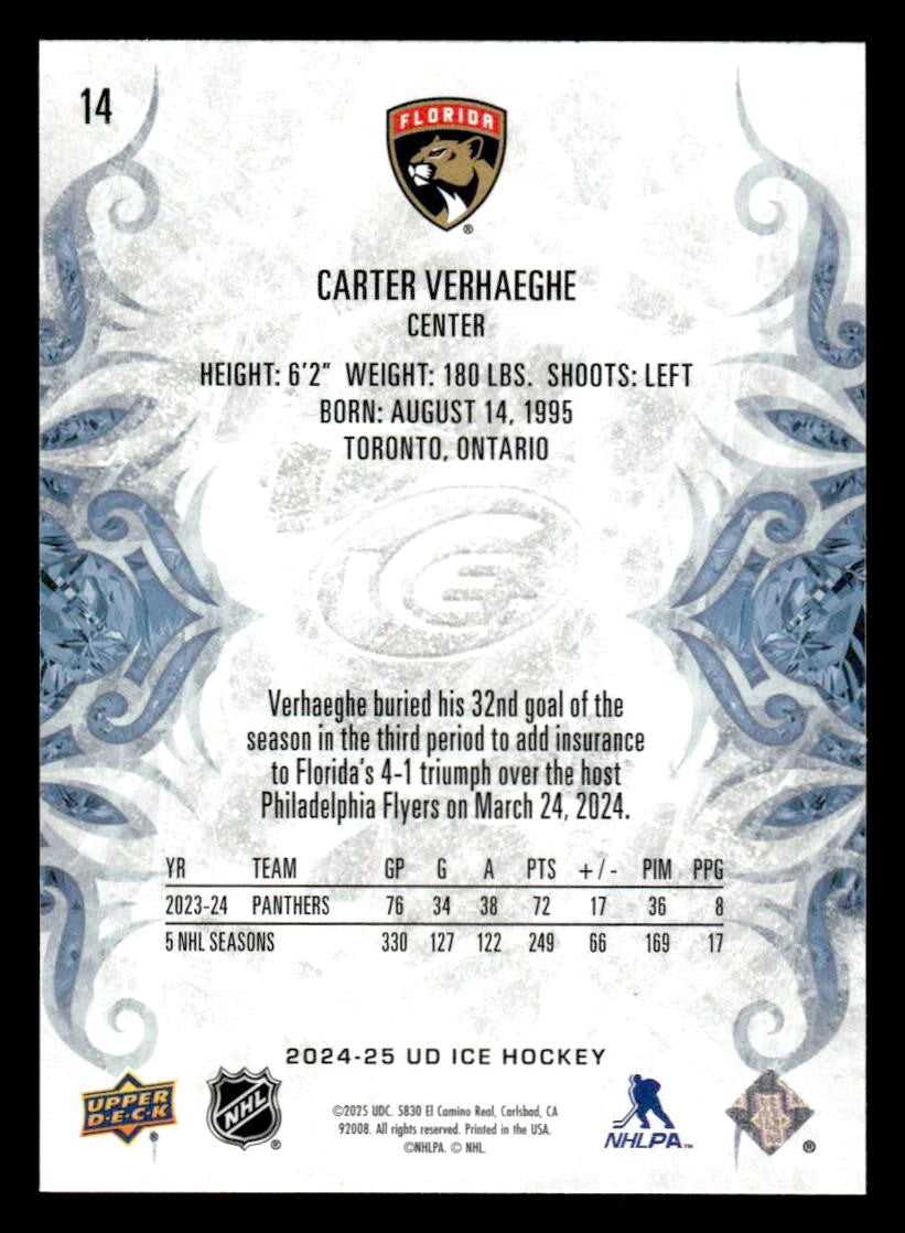 2024-25 Upper Deck Ice #14 Carter Verhaeghe