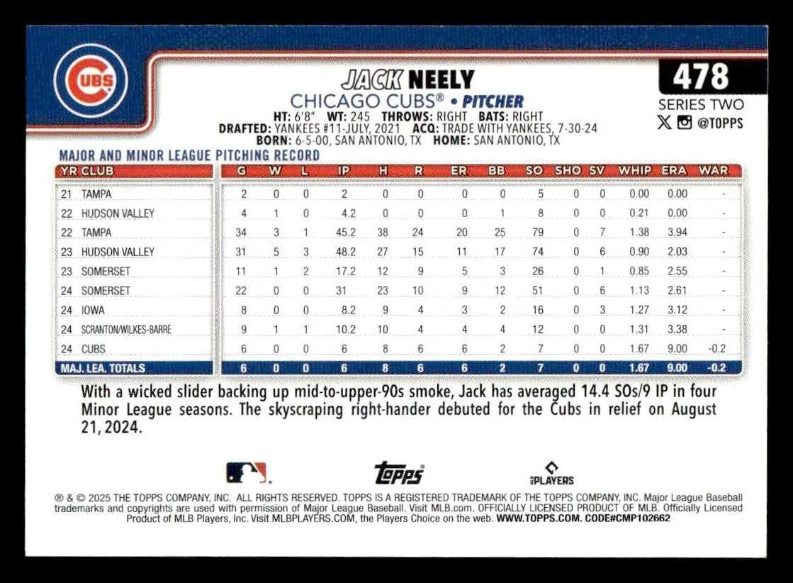 2025 Topps #478 Jack Neely
