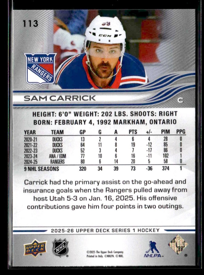 2025-26 Upper Deck #113 Sam Carrick