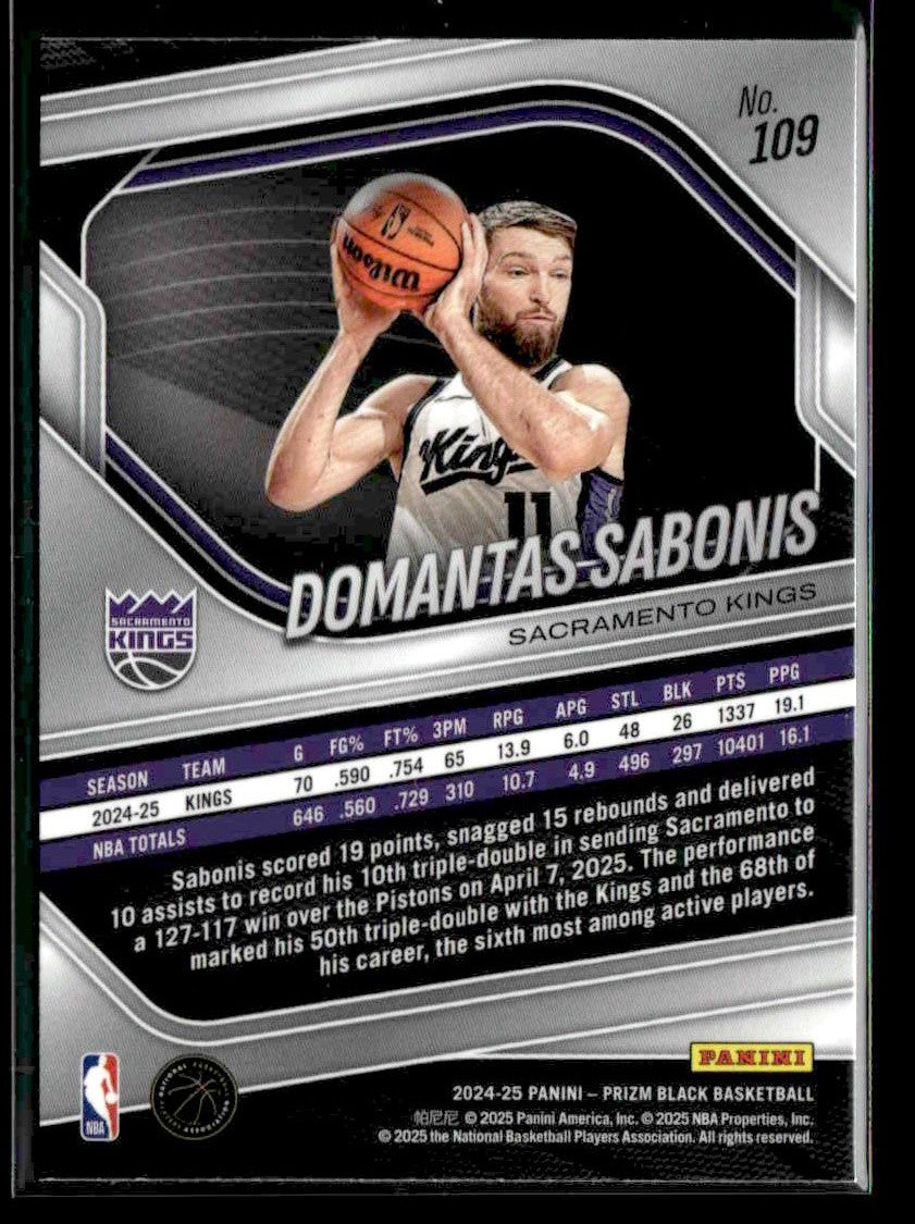 2024-25 Panini Prizm Black #109 Domantas Sabonis