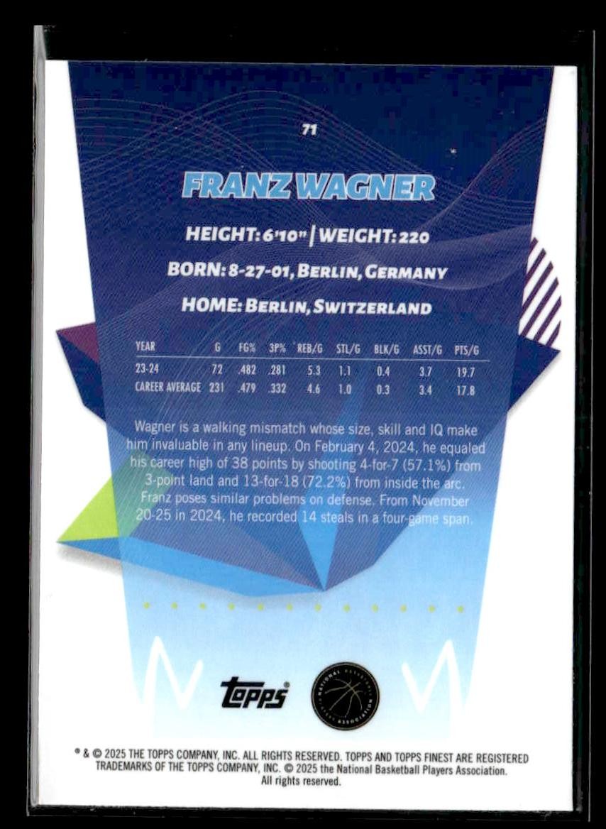2024-25 Topps Finest #71 Franz Wagner