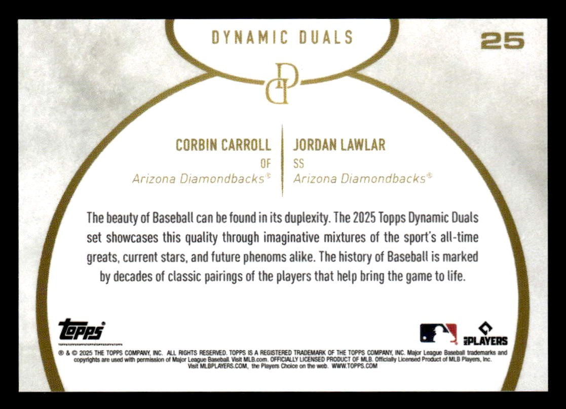2025 Topps Dynamic Duals #25 Corbin Carroll / Jordan Lawlar