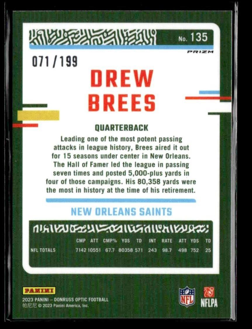 2023 Donruss Optic #135 Drew Brees Blue #/199