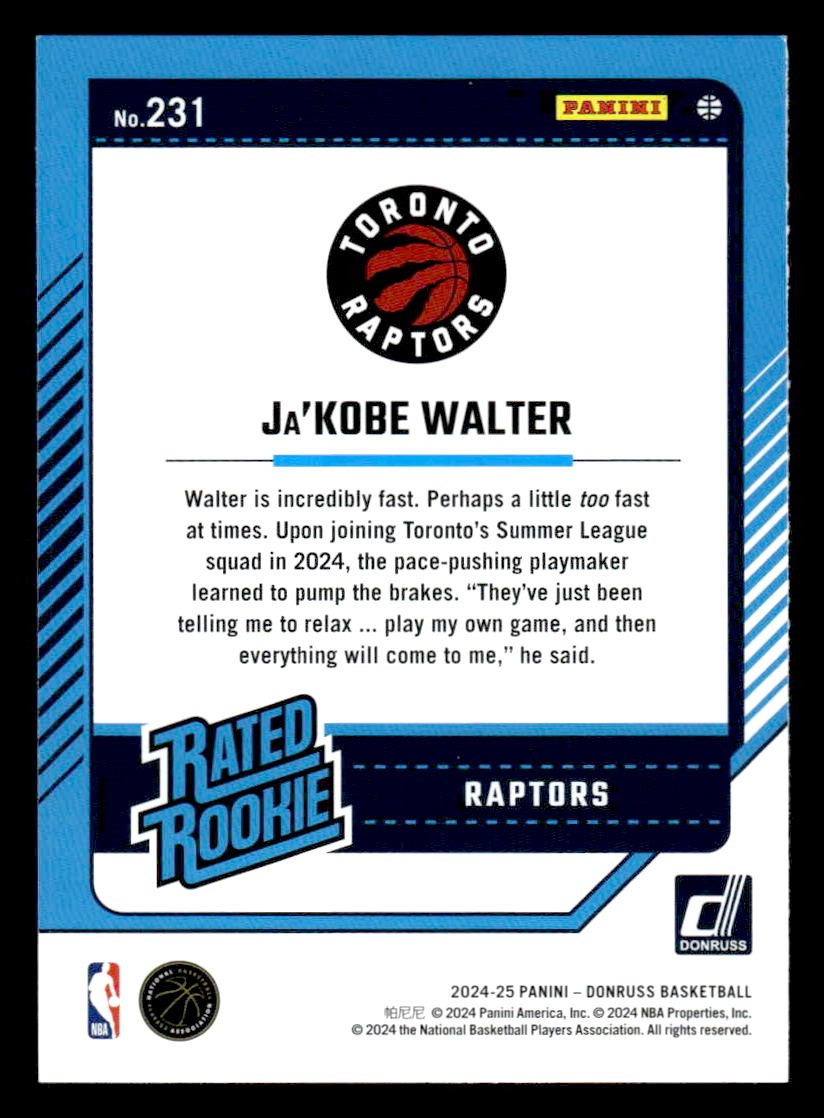 2024-25 Donruss #231 Ja'Kobe Walter