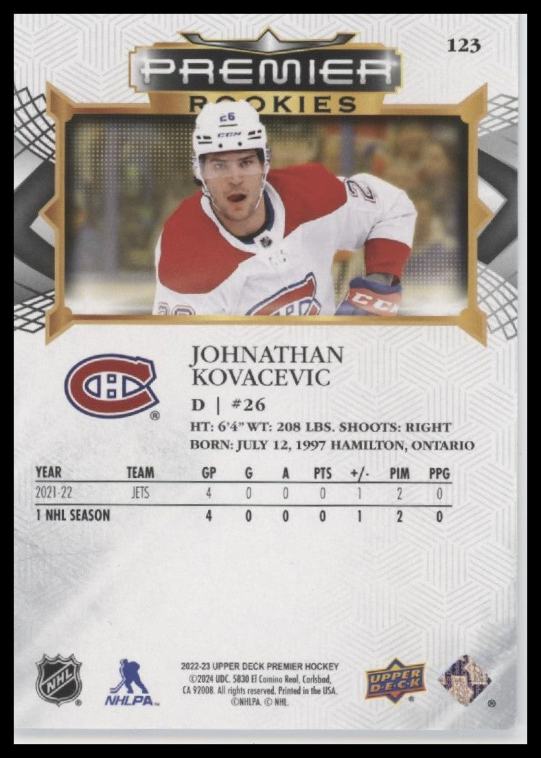 2022-23 Upper Deck Premier #123 Johnathan Kovacevic
