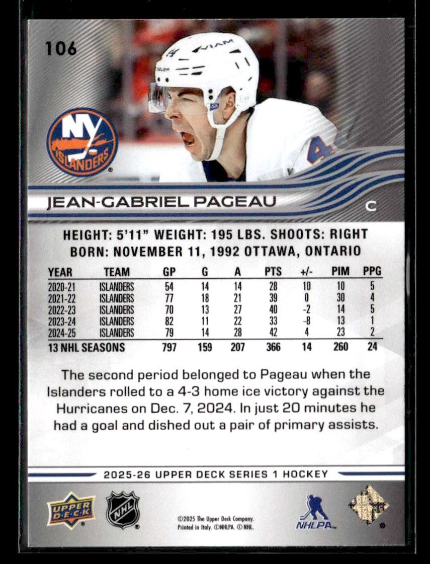 2025-26 Upper Deck #106 Jean-Gabriel Pageau