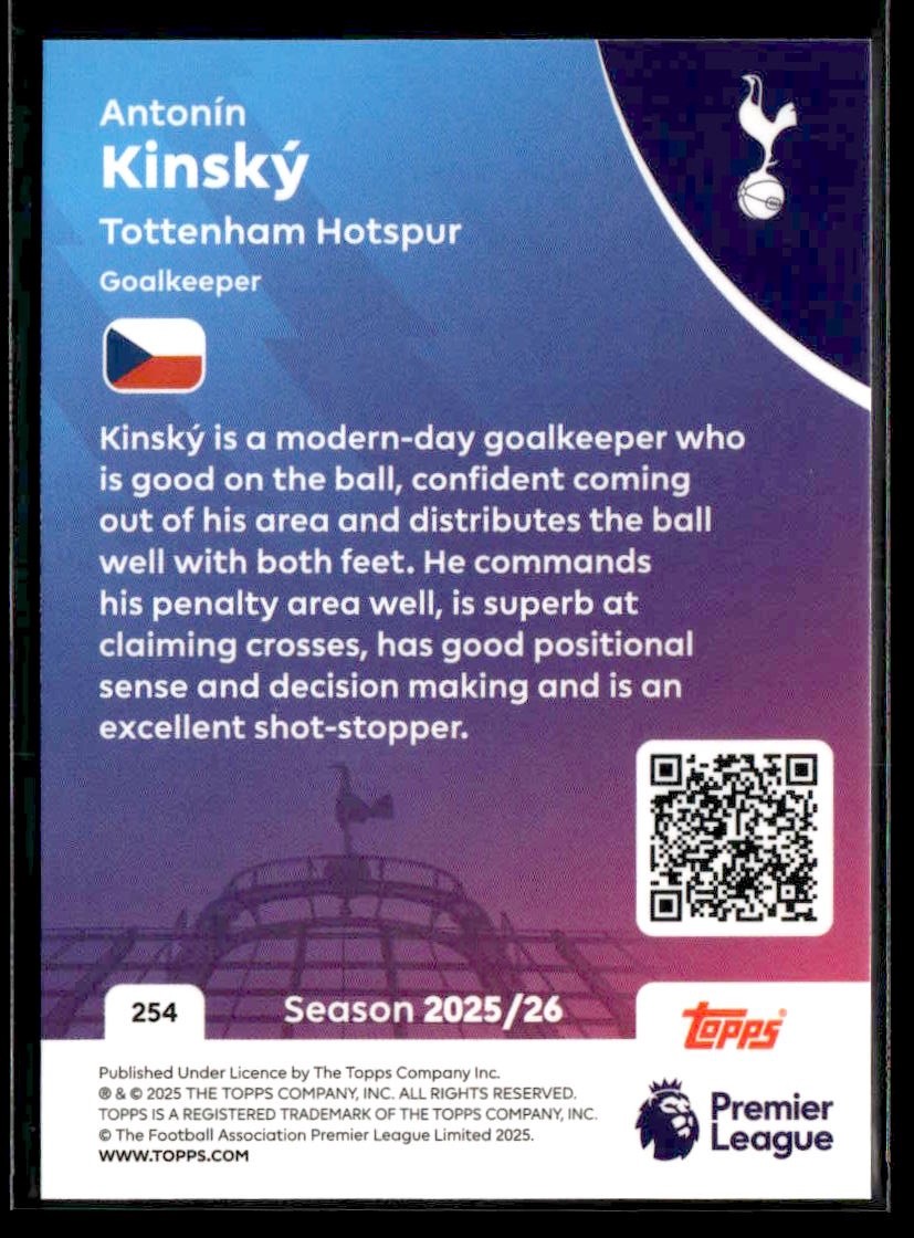 2025-26 Topps Premier League #254 Antonin Kinsky