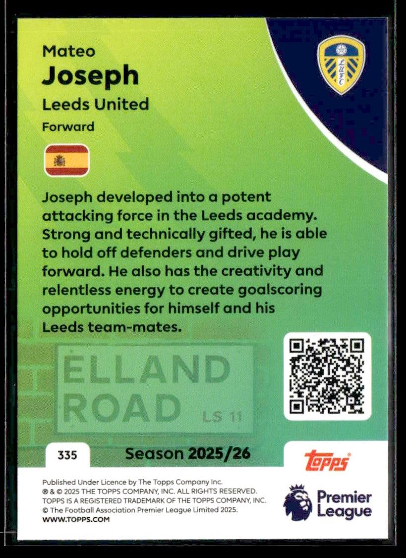 2025-26 Topps Premier League #335 Mateo Joseph