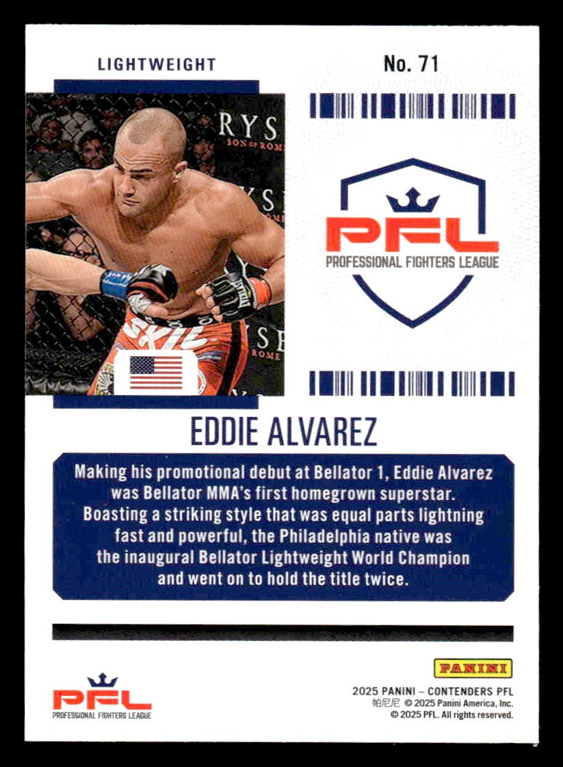 2025 Panini Contenders PFL #71 Eddie Alvarez Season Ticket Silver
