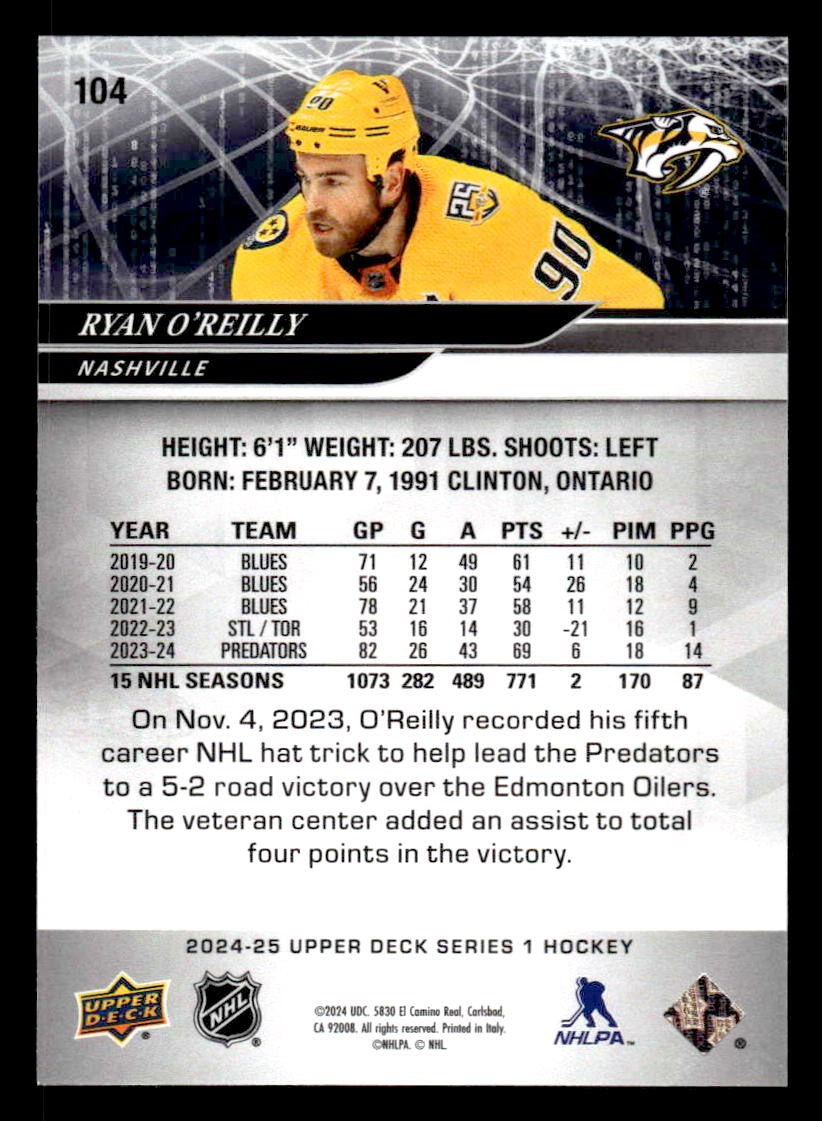 2024-25 Upper Deck #104 Ryan O'Reilly