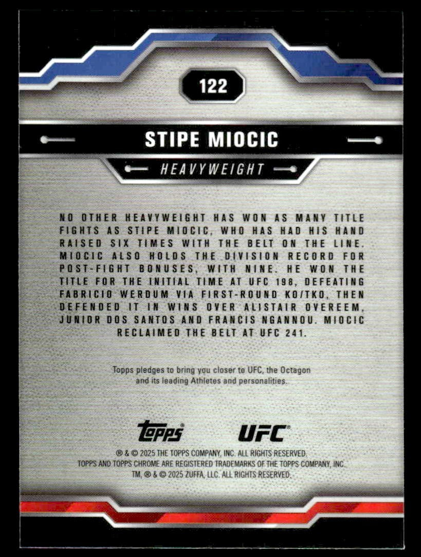 2025 Topps Chrome UFC #122 Stipe Miocic