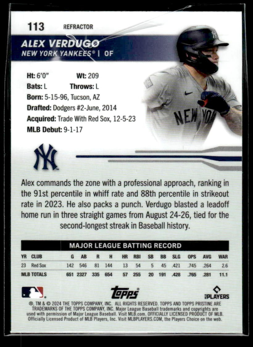 2024 Topps Pristine #113 Alex Verdugo Refractors