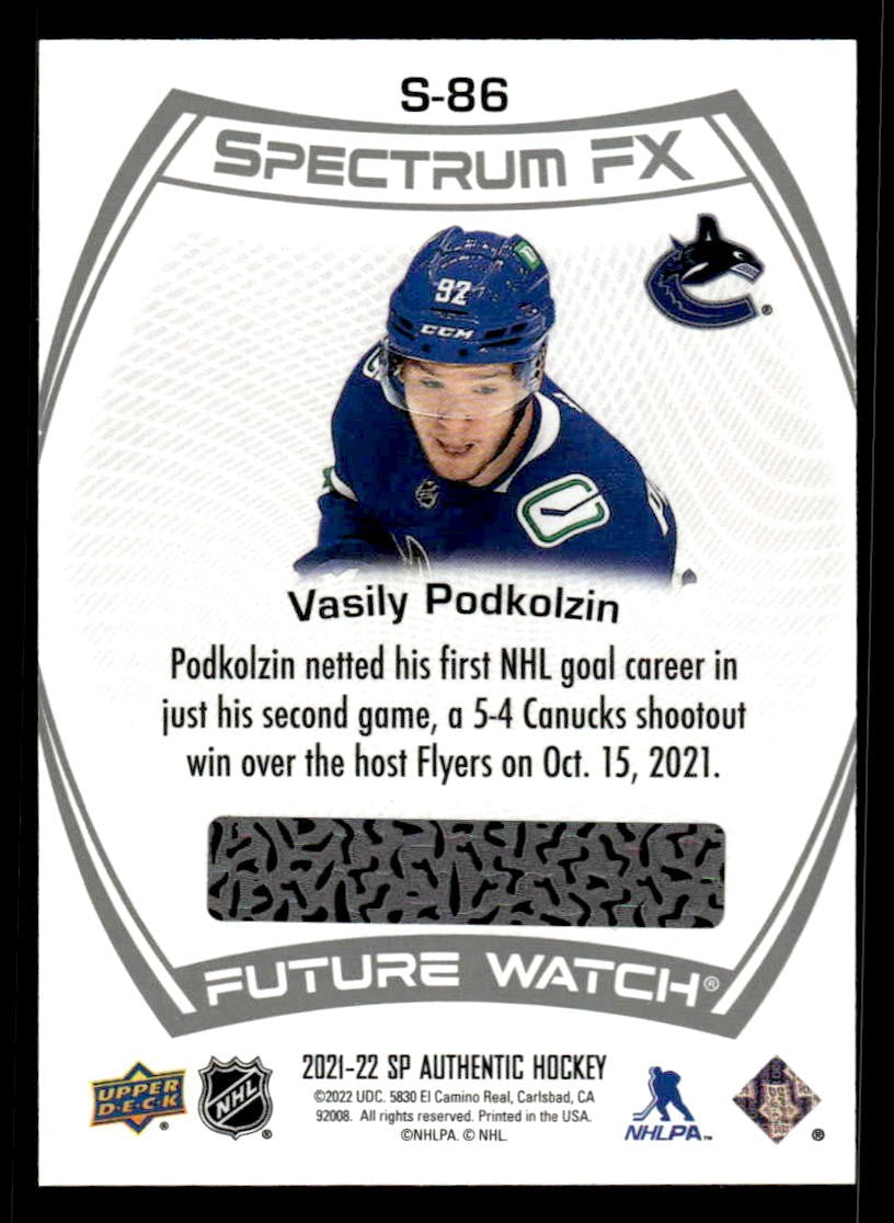 2021-22 SP Authentic #S-86 Vasily Podkolzin Spectrum FX