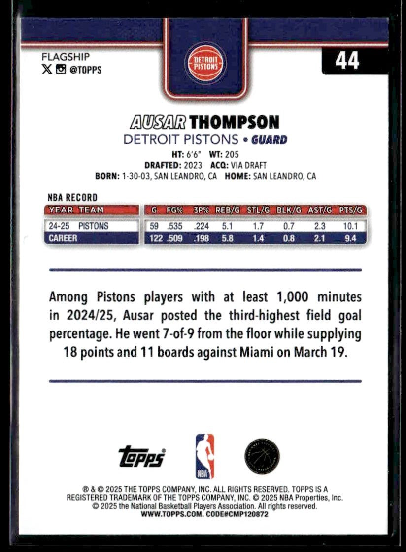 2025-26 Topps #44 Ausar Thompson
