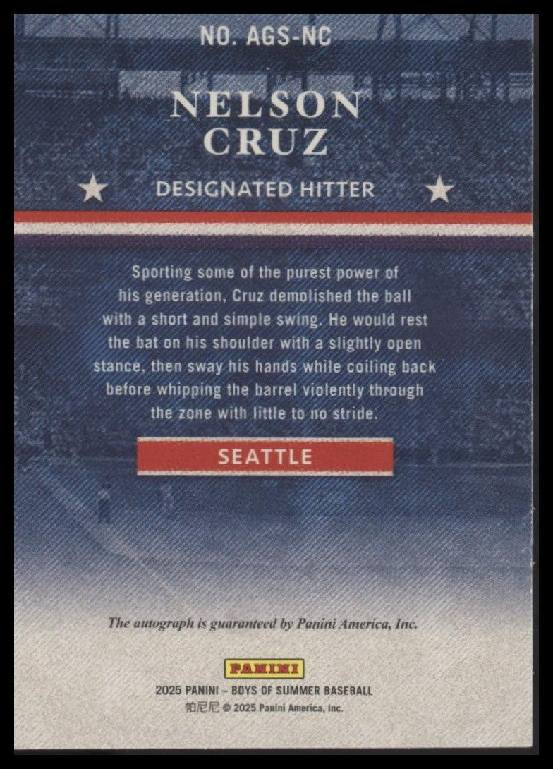 2025 Panini Boys of Summer #AGS-NC Nelson Cruz American Glory Signatures #34/99