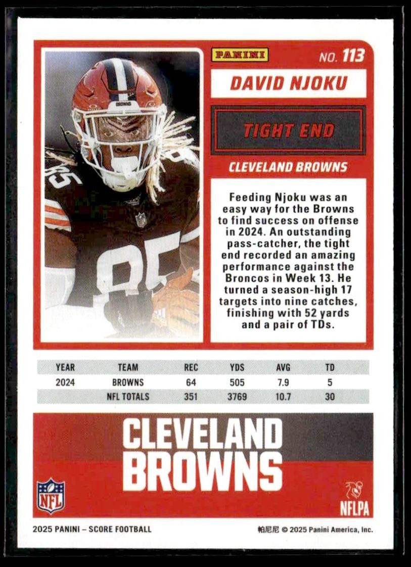 David Njoku 2025 Score Gem Masters #113 1/1 Browns SSP π₯