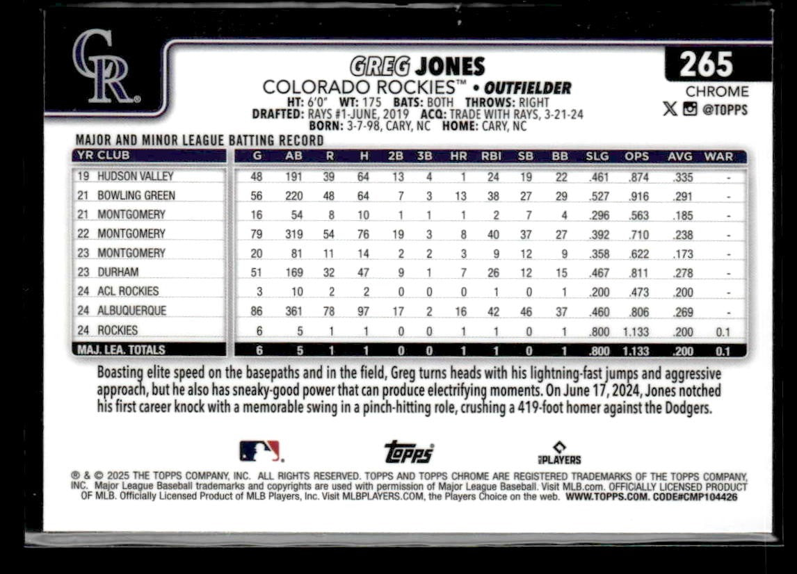 2025 Topps Chrome #265 Greg Jones