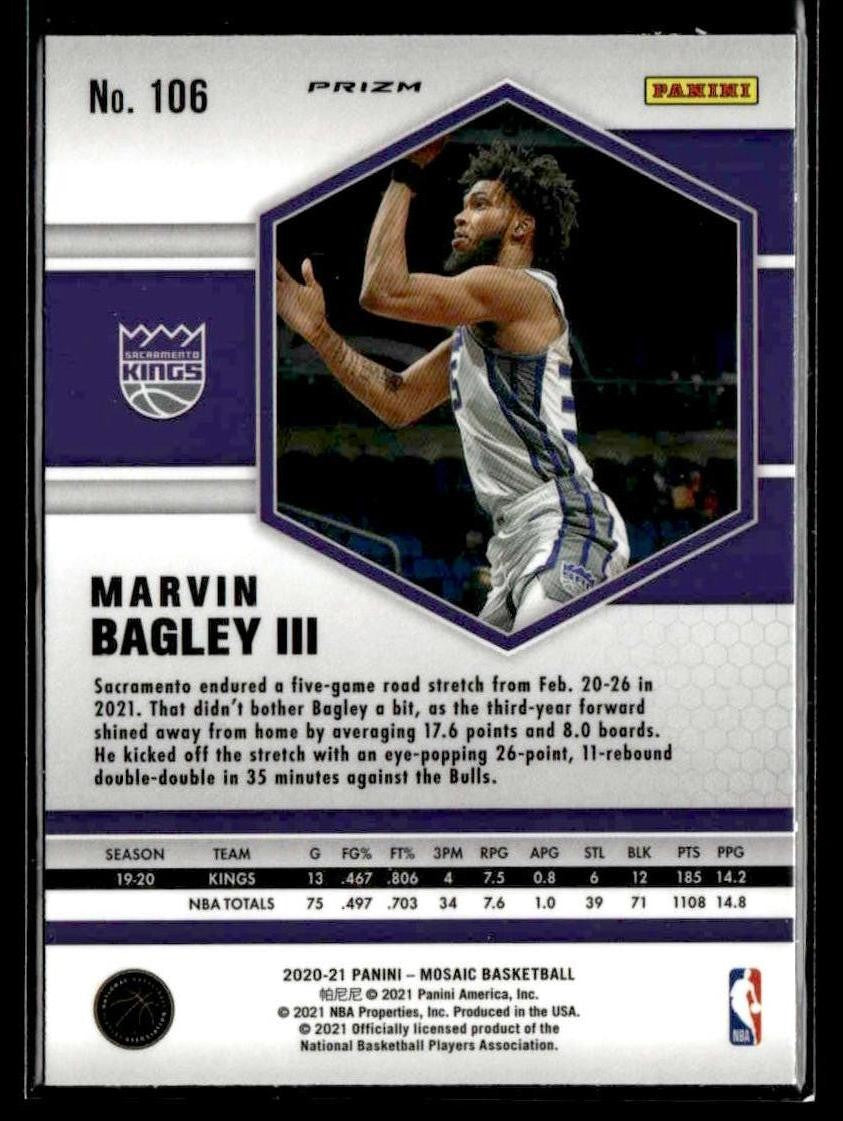 2020-21 Panini Mosaic #106 Marvin Bagley III Mosaic Reactive Blue