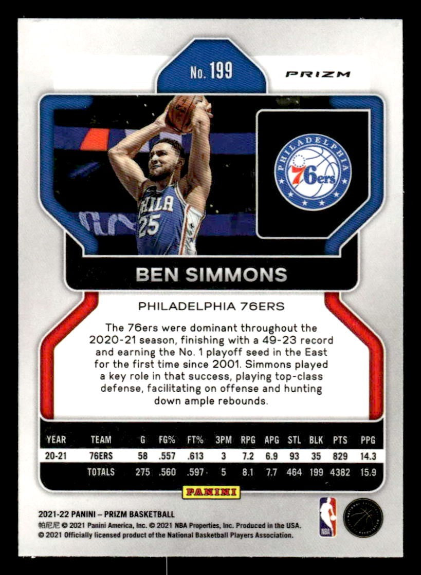 2021-22 Panini Prizm #199 Ben Simmons Ice