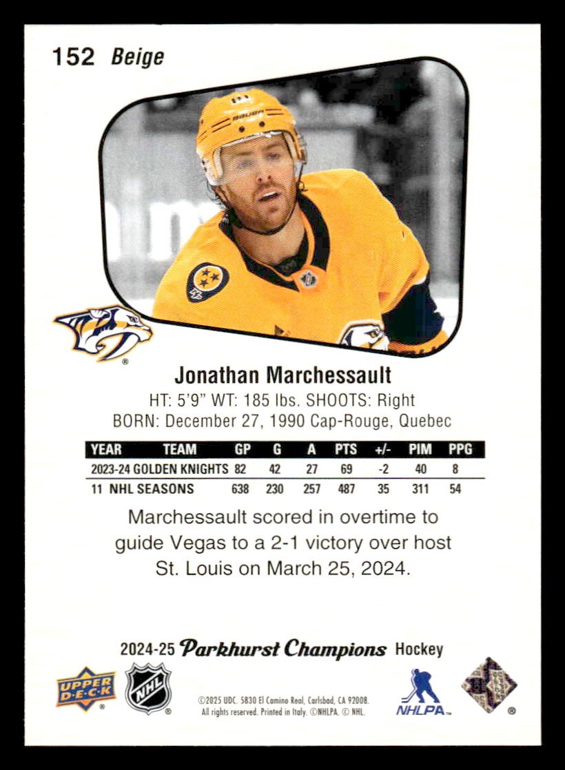 2024-25 Parkhurst Champions #152 Jonathan Marchessault