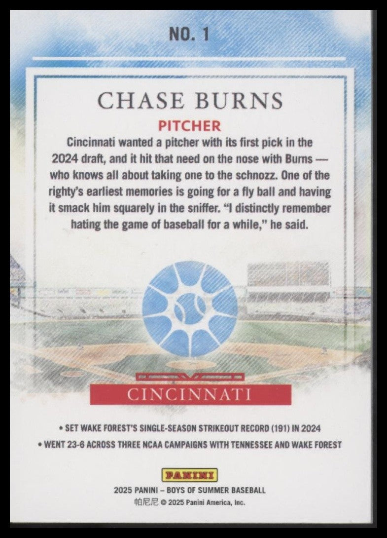 2025 Panini Boys of Summer #1 Chase Burns Red #149/175