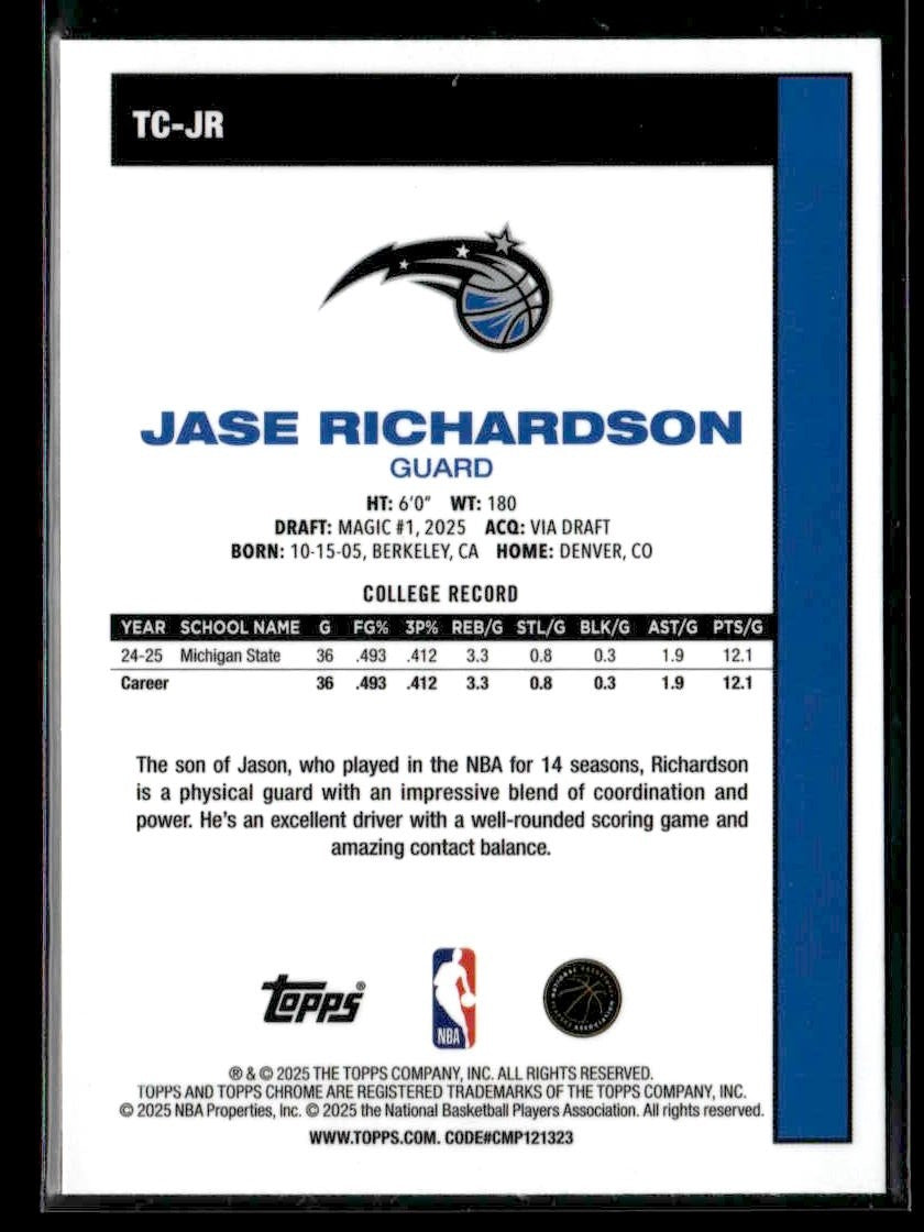 2025-26 Topps #TC-JR Jase Richardson 1980-81 Topps Chrome Basketball