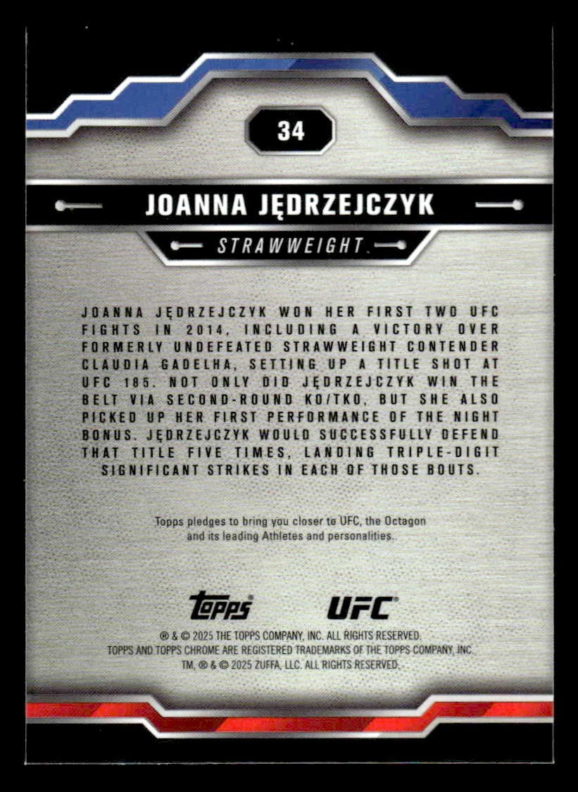 2025 Topps Chrome Sapphire Edition UFC #34 Joanna Jędrzejczyk