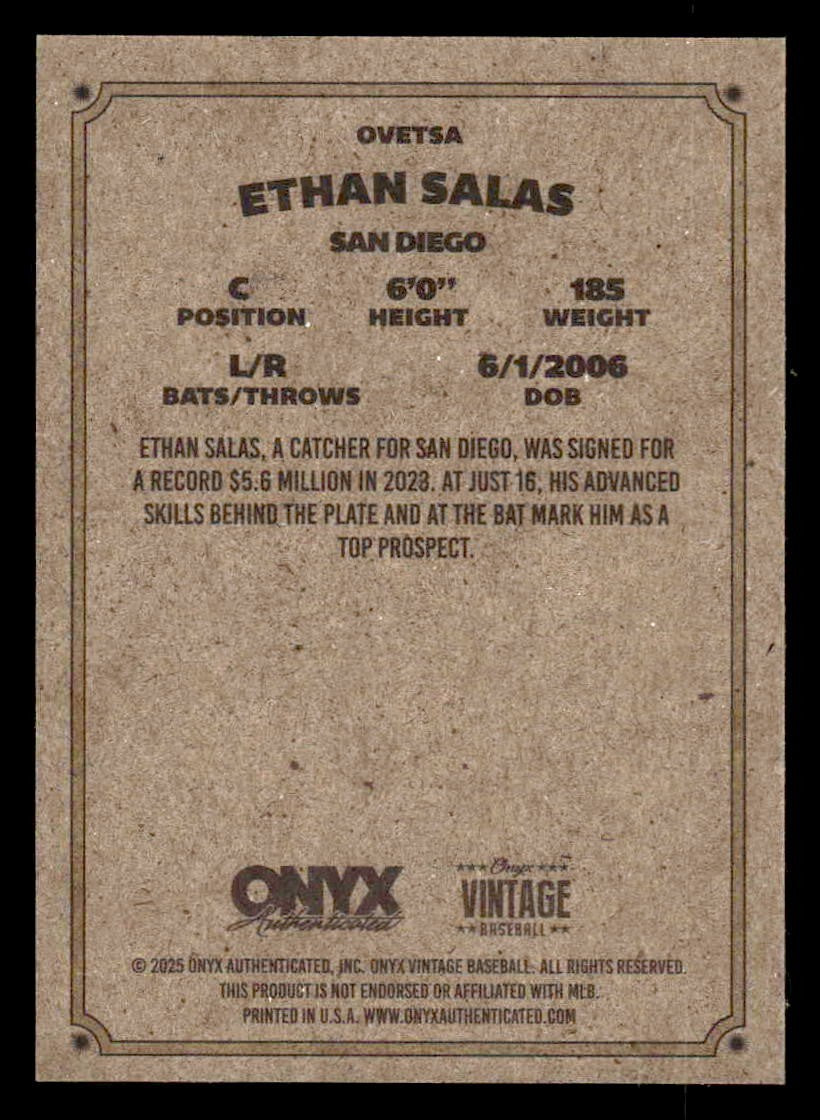 2025 Onyx Vintage #OVETSA Ethan Salas