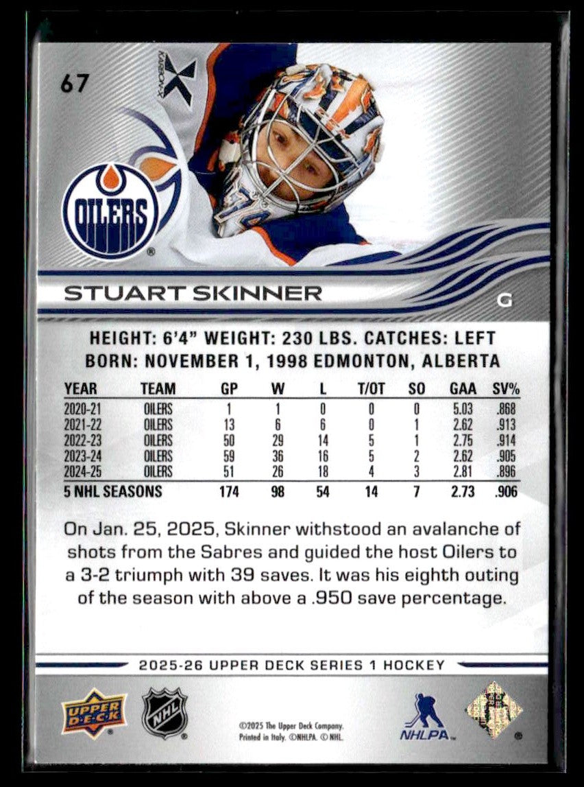 2025-26 Upper Deck #67 Stuart Skinner