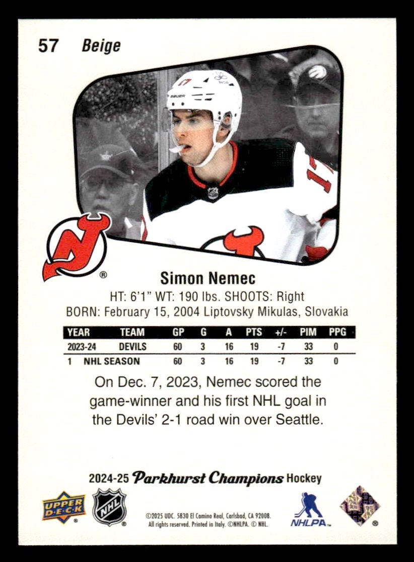 2024-25 Parkhurst Champions #57 Simon Nemec