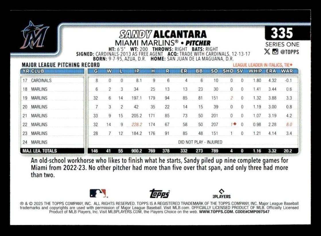 2025 Topps #335 Sandy Alcantara