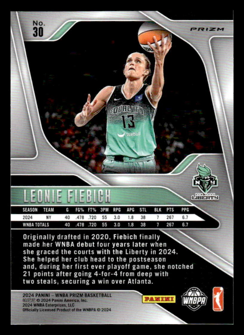 2024 Panini Prizm WNBA #30 Leonie Fiebich Blue Velocity Prizms