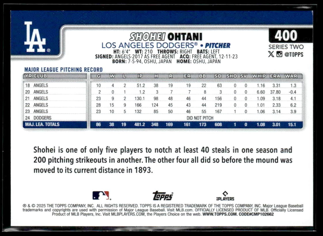 2025 Topps #400 Shohei Ohtani Rainbow Foil