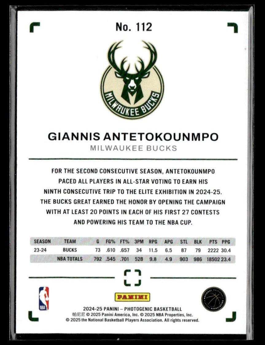 2024-25 Panini Photogenic #112 Giannis Antetokounmpo