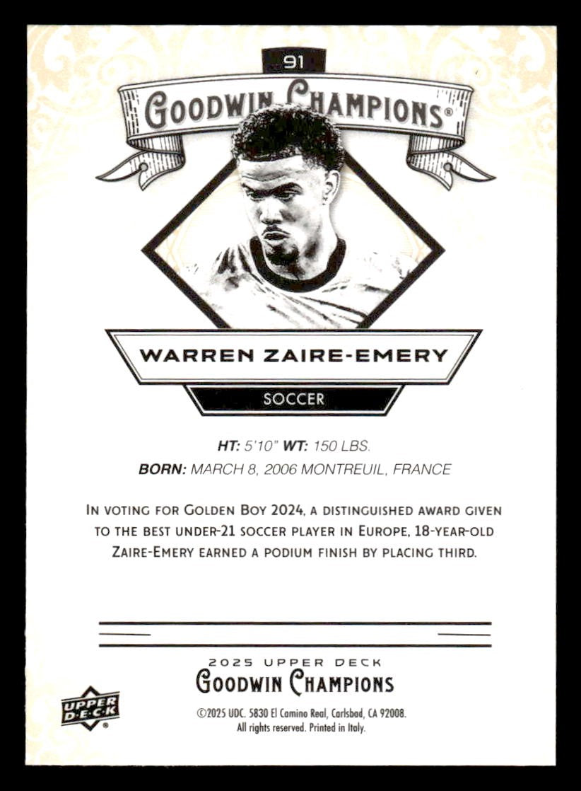 2025 Upper Deck Goodwin Champions #91 Warren Zaire-Emery