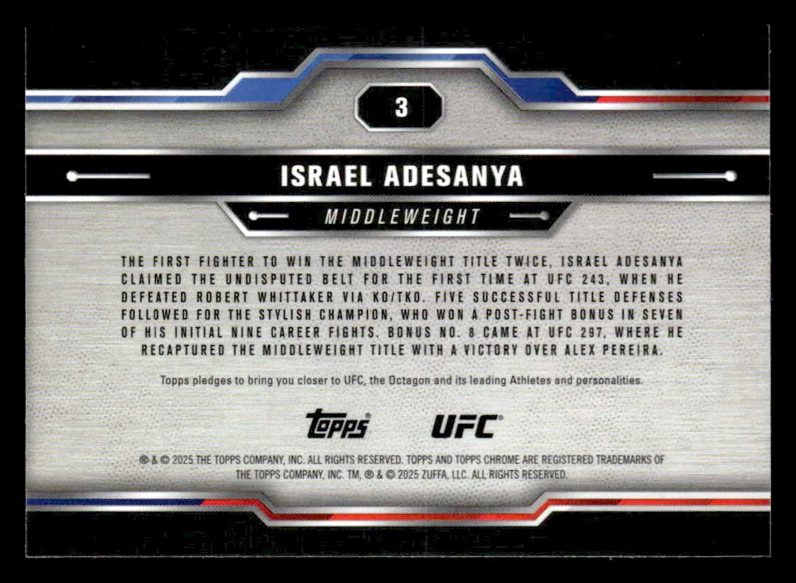 2025 Topps Chrome UFC #3 Israel Adesanya