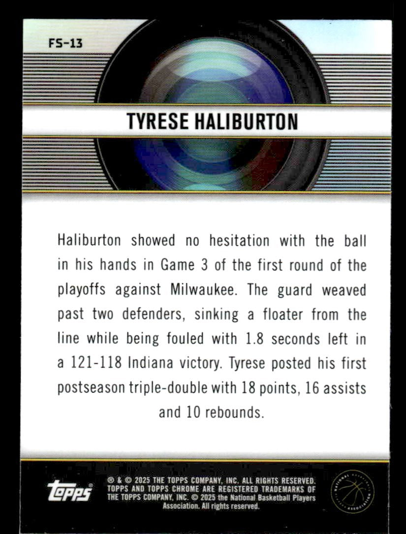 2024-25 Topps Chrome #FS-13 Tyrese Haliburton Film Study