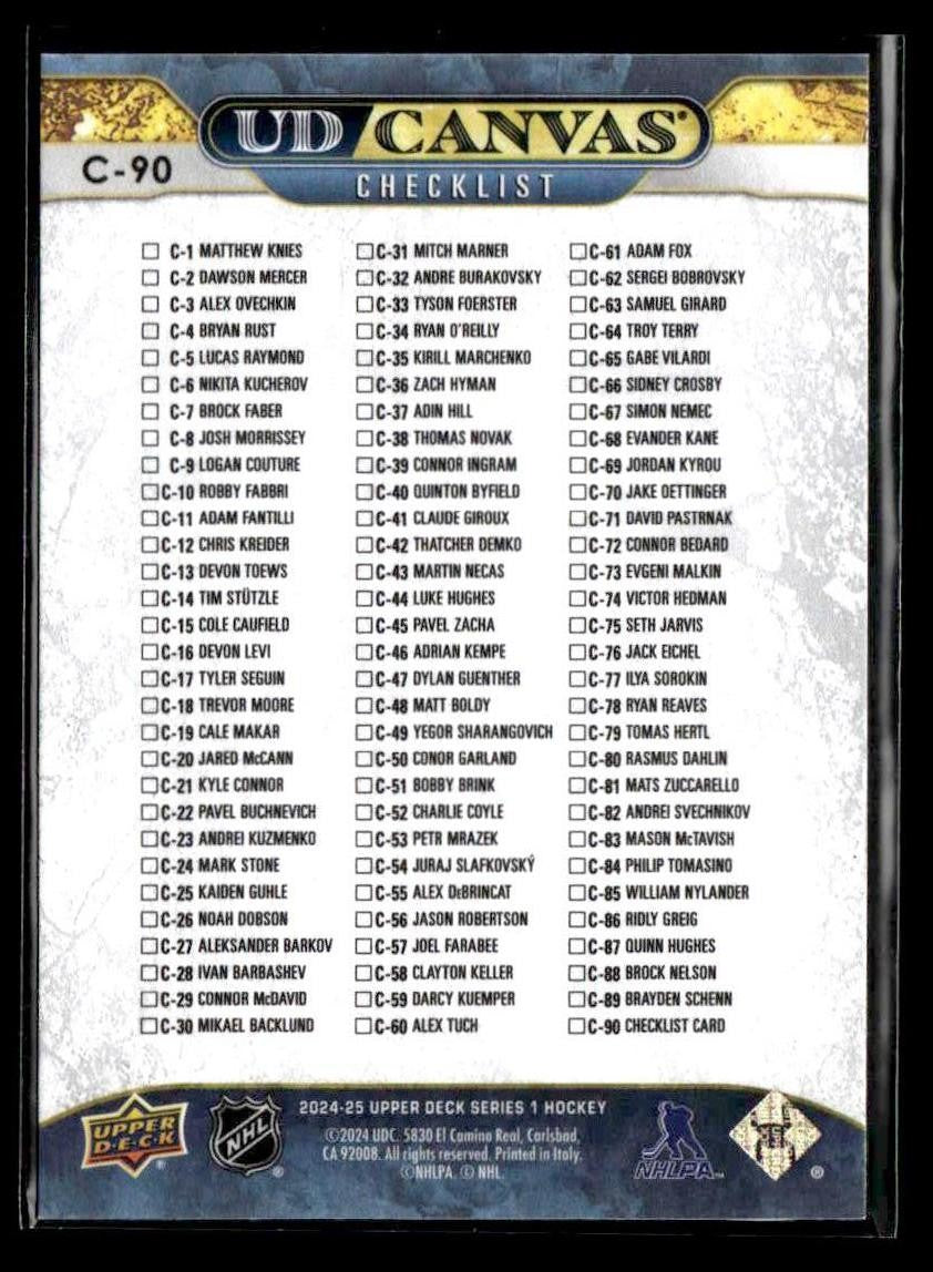 2024-25 Upper Deck #C-90 Cole Caufield / Connor Bedard UD Canvas