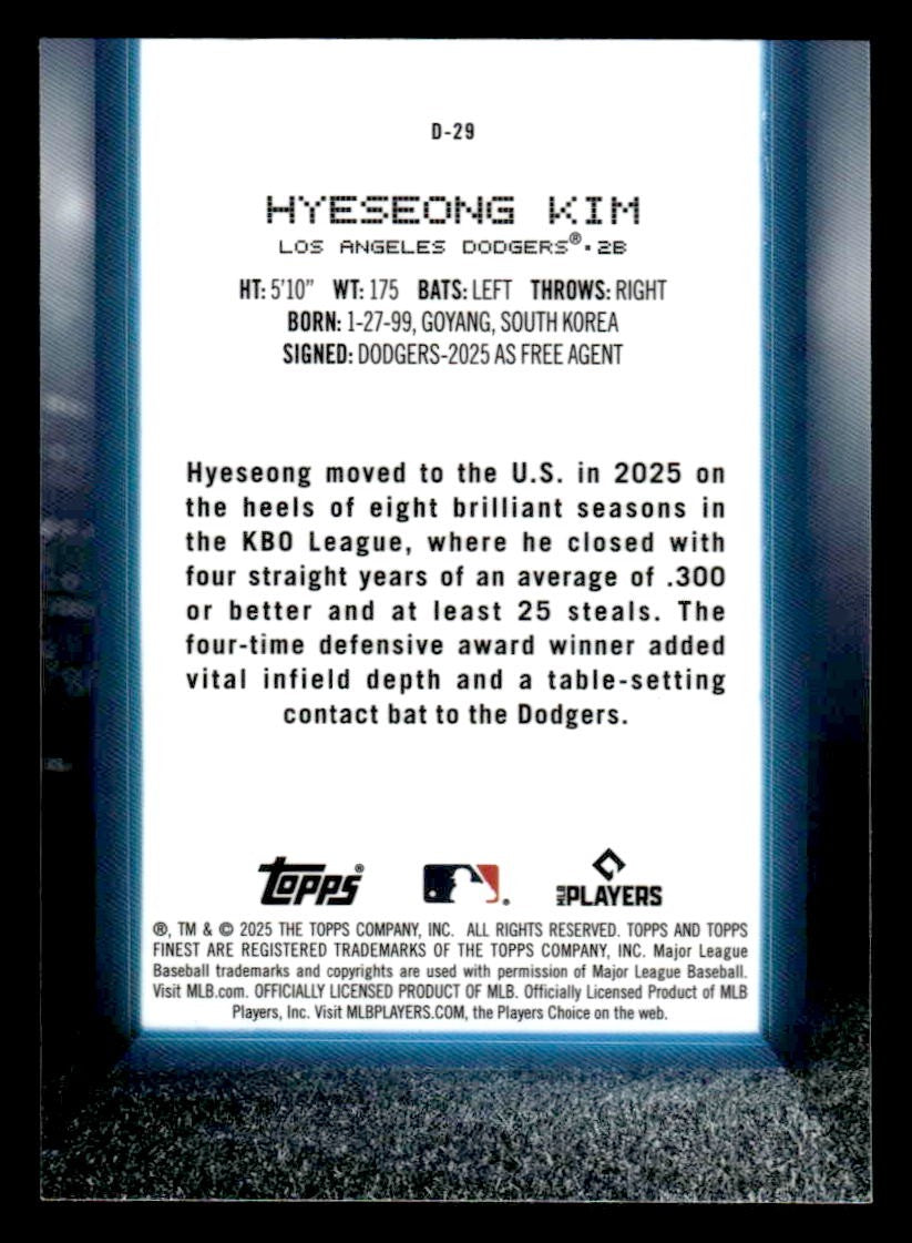 2025 Finest #D-29 Hyeseong Kim Debut