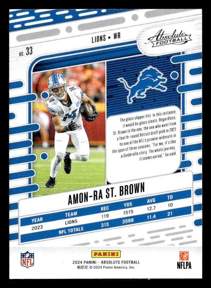 2024 Panini Absolute #33 Amon-Ra St. Brown Retail