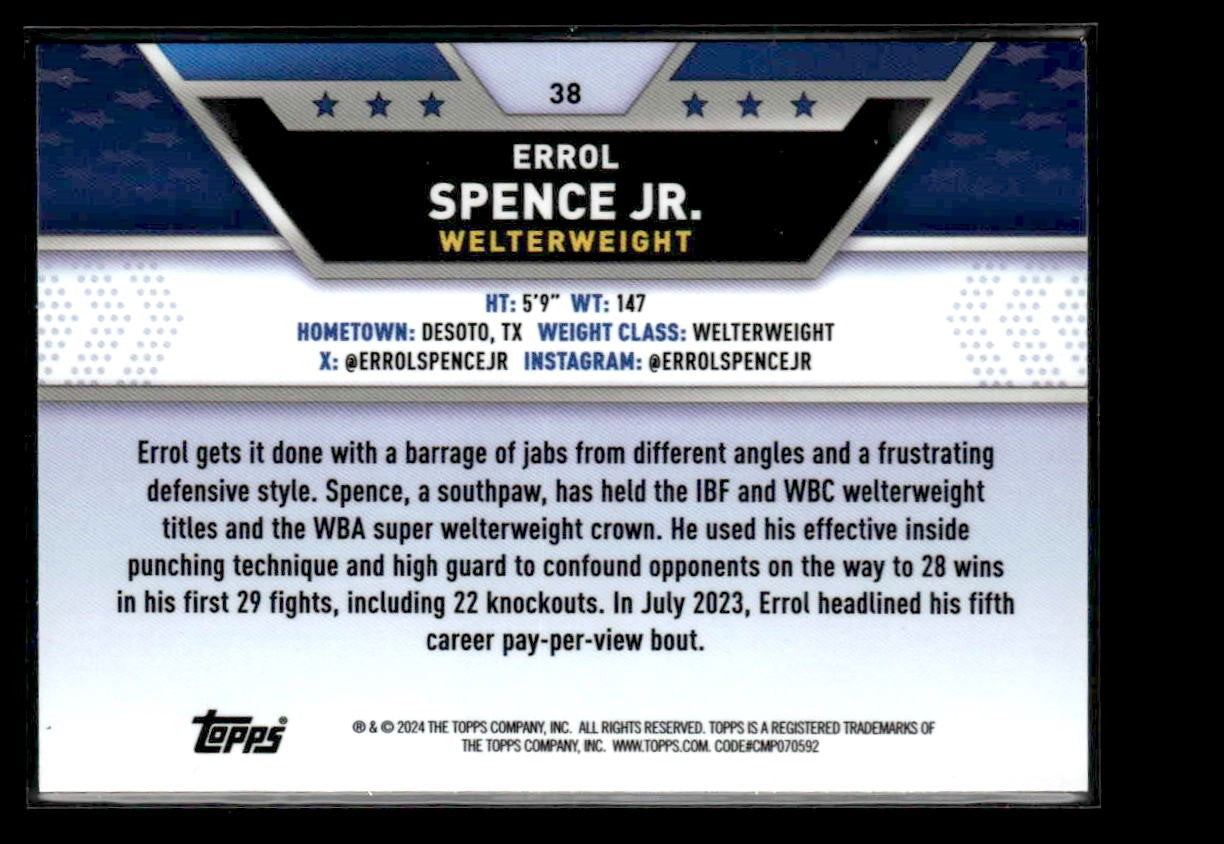 2024 Topps Chrome #38 Errol Spence Jr. Prism Refractor