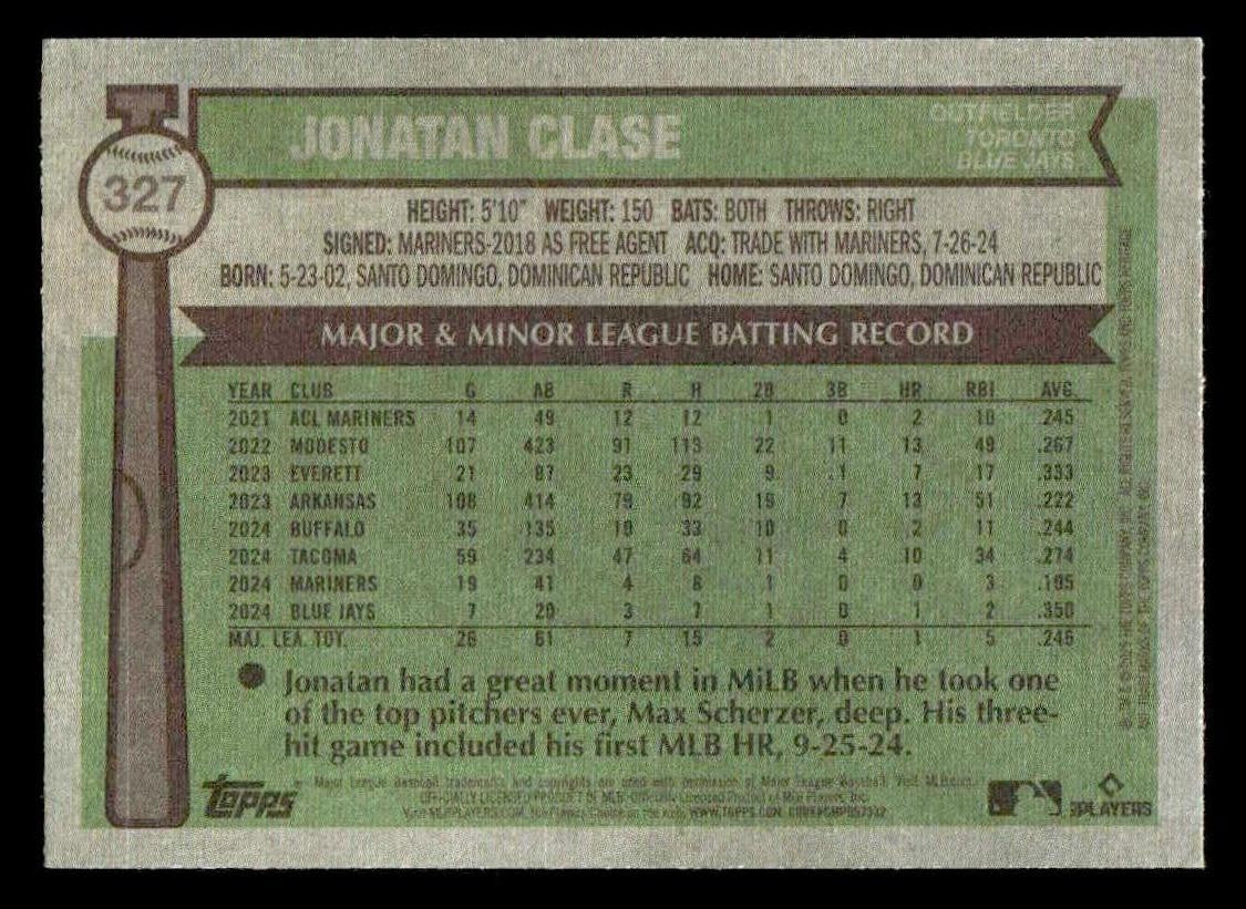 2025 Topps Heritage #327 Jonatan Clase