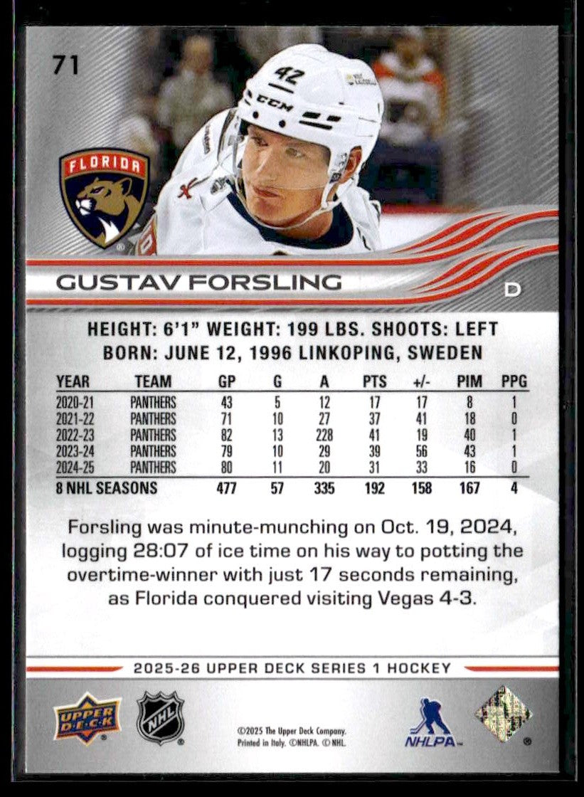 2025-26 Upper Deck #71 Gustav Forsling