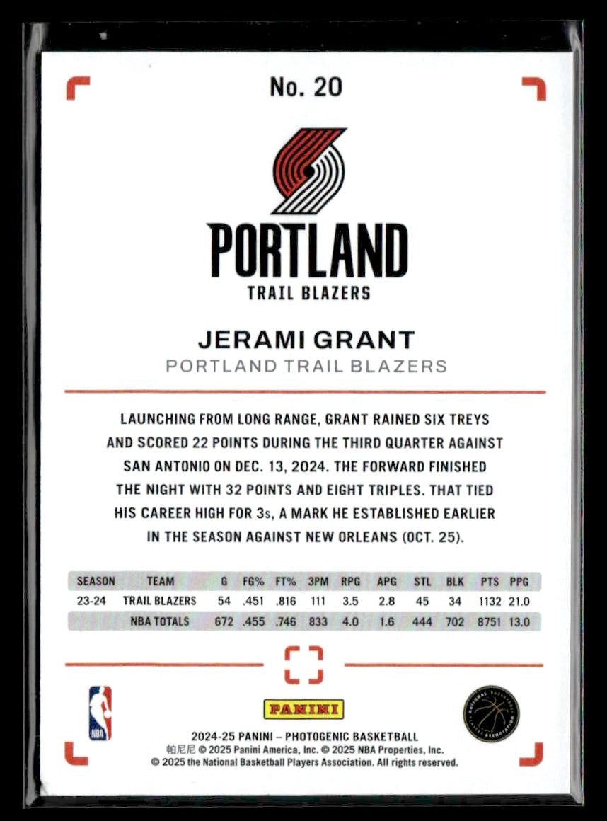 2024-25 Panini PhotoGenic #20 Jerami Grant
