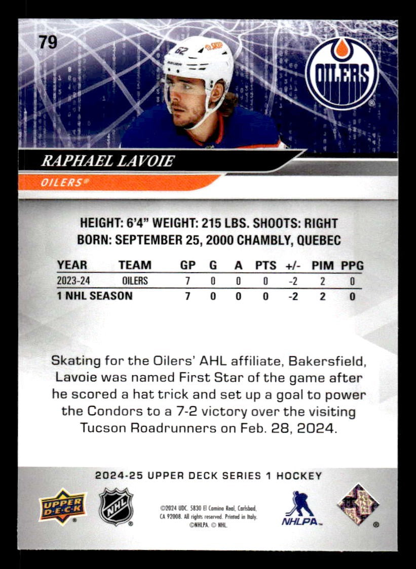 2024-25 Upper Deck #79 Raphael Lavoie