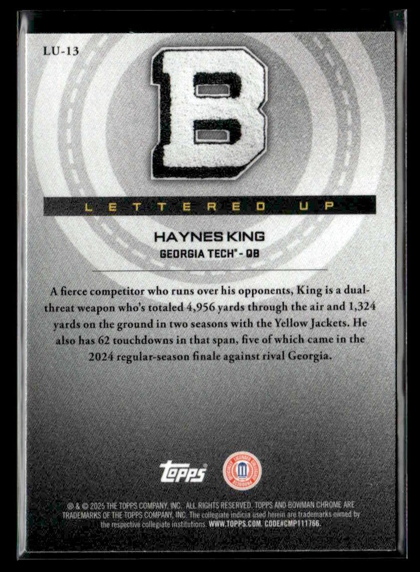 2025 Bowman University Chrome #LU-13 Haynes King Lettered Up