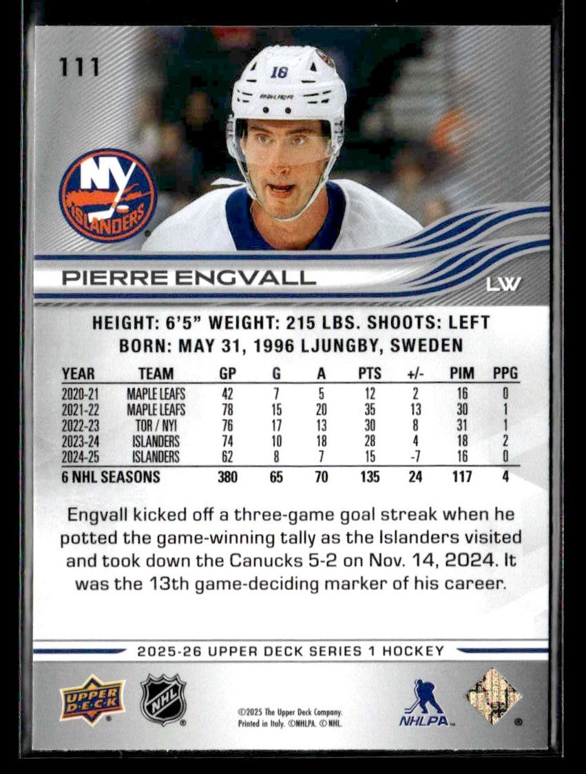 2025-26 Upper Deck #111 Pierre Engvall