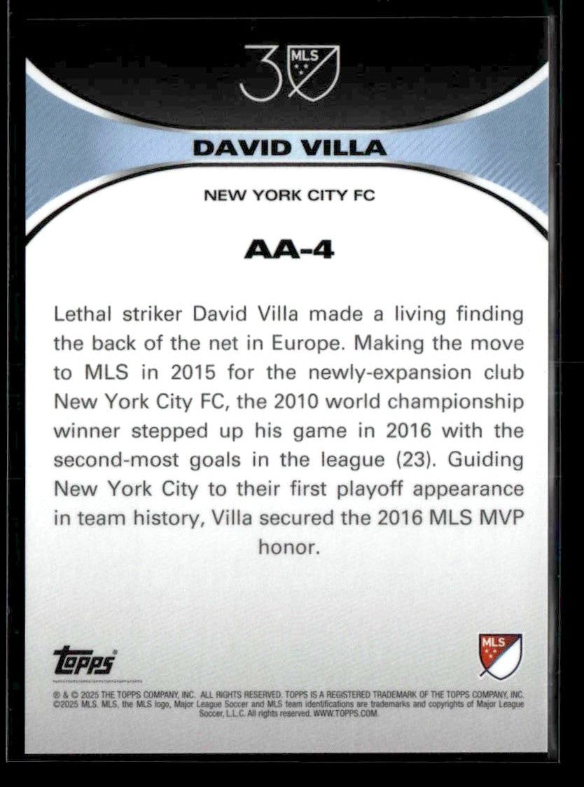 2025 Topps MLS 30th Anniv Collection #AA-4 David Villa Anniversary Accolades